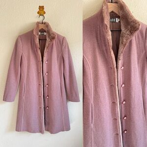Vintage ARK Wool-Blend Women's Soft Pink Trench Coat-size M